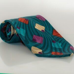 Vintage Silk Tie | Retro Print Balmain Necktie | Summer Accessories